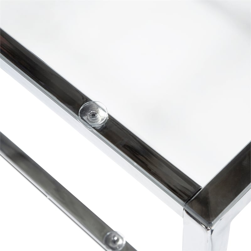 Furniture of America Venzini Square Metal End Table in Chrome