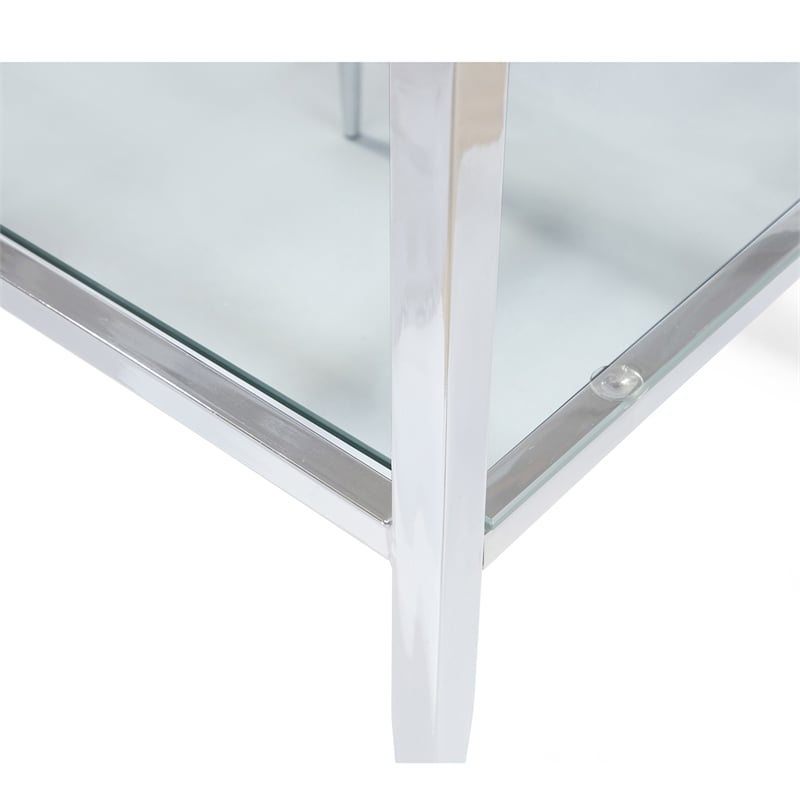 Furniture of America Venzini Square Metal End Table in Chrome
