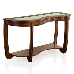 furniture of america tunton solid wood 1-shelf console table in dark cherry