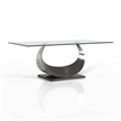 Furniture of America Suse Glass Top Coffee Table in Silver Satin Plated