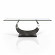 Furniture of America Suse Glass Top Coffee Table in Silver Satin Plated