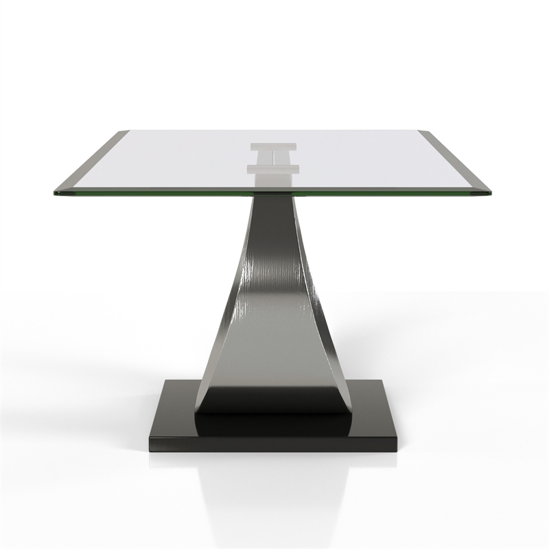 Furniture of America Suse Glass Top Coffee Table in Silver Satin Plated
