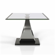 Furniture of America Suse Glass Top Coffee Table in Silver Satin Plated