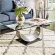 Furniture of America Suse Glass Top Coffee Table in Silver Satin Plated