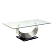Furniture of America Suse Glass Top Coffee Table in Silver Satin Plated