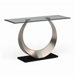 Furniture of America Suse Glass Top Console Table in Silver Satin Plated