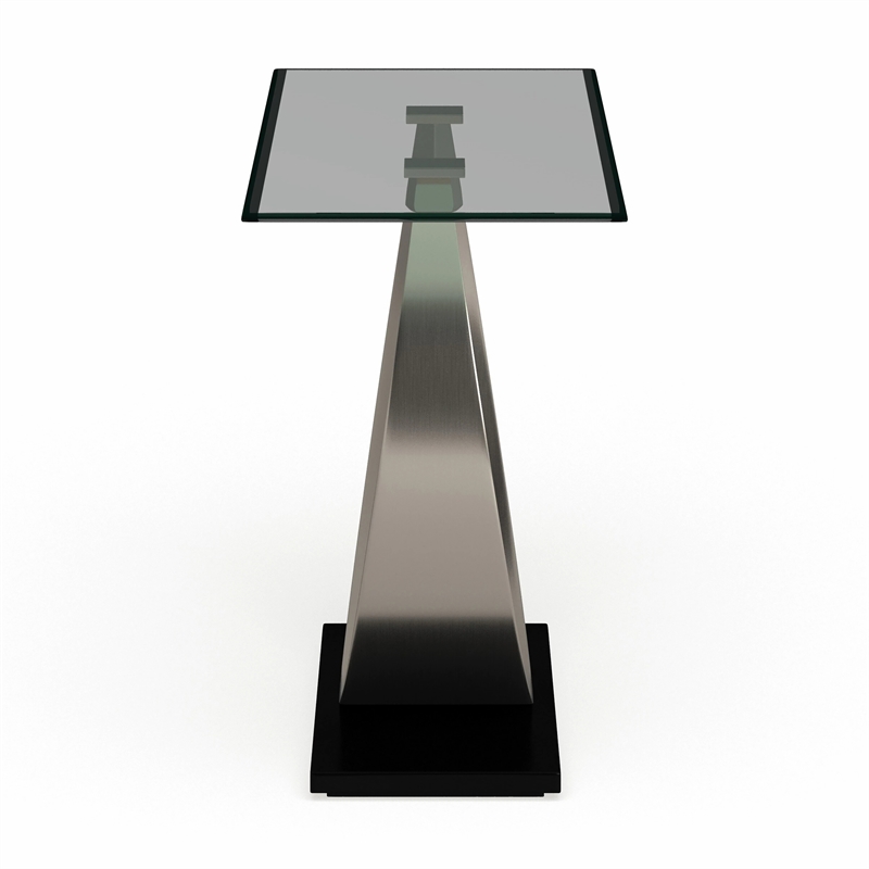 Furniture of America Suse Glass Top Console Table in Silver Satin Plated