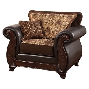 furniture of america lozano traditional faux leather accent arm chair