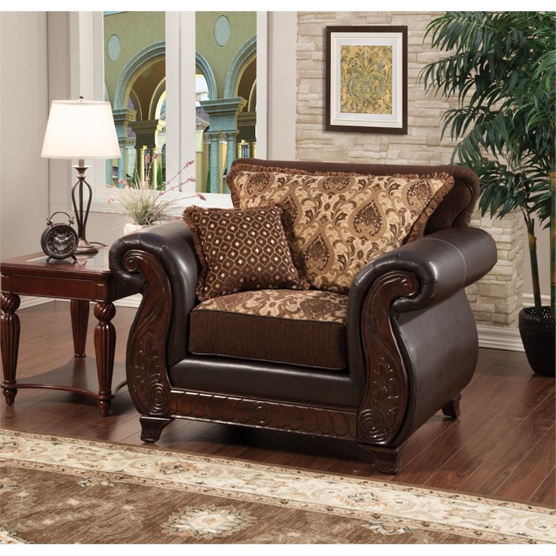 Furniture Of America Lozano Faux, Accent Chairs For Dark Brown Leather Sofa