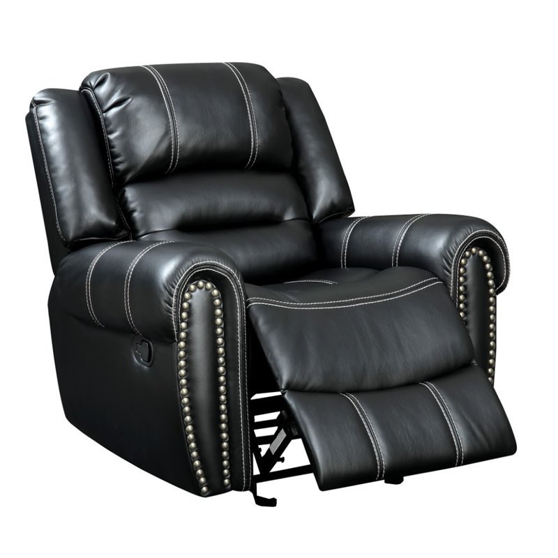 black leather glider recliner