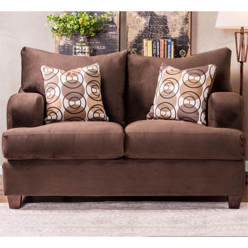 Furniture of America Tremble Fabric Upholstered Loveseat in Chocolate