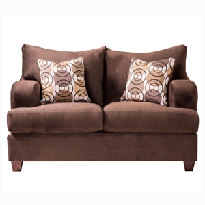 furniture of america tremble fabric upholstered loveseat in chocolate
