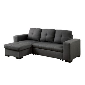 furniture of america covington left facing fabric upholstered convertible sectional