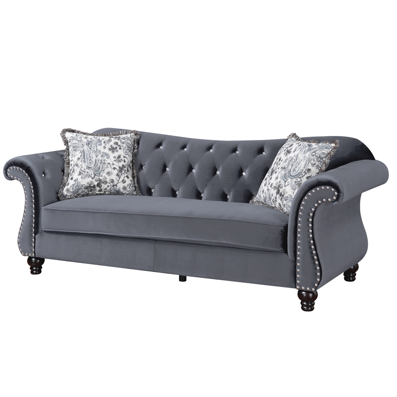 Furniture Of America Basonne Glam, Tufted Sofa Set With Nailhead Trim