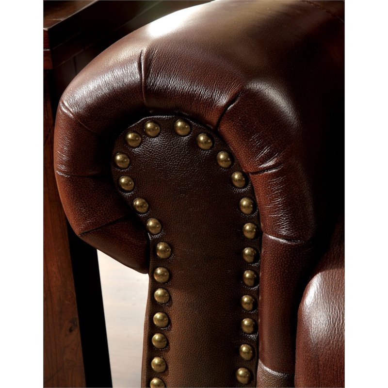 Furniture Of America Garry Transitional, Dark Brown Leather Loveseat Recliner
