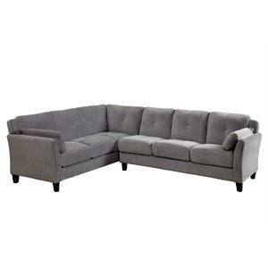 furniture of america willa contemporary flannelette fabric tufted sectional
