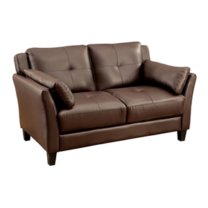 furniture of america tonia contemporary faux leather tufted loveseat