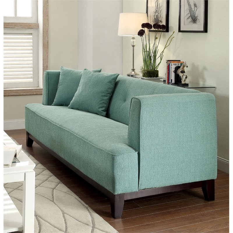 Furniture of America Waylin Tufted Fabric Sofa in Light Blue - IDF