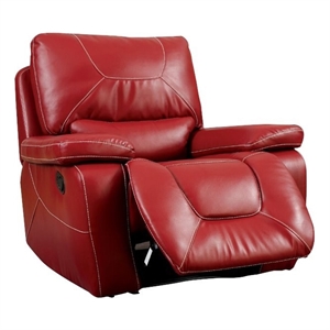 furniture of america huskan contemporary leather upholstered glider recliner