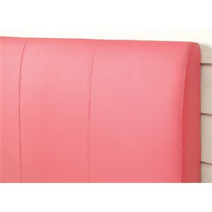 furniture of america mevea contemporary faux leather panel headboard in pink