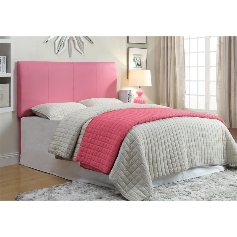 Furniture Of America Mevea Faux Leather, Pink Leather Bed Frame