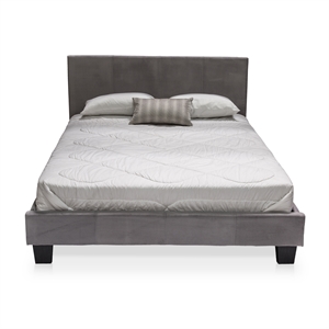 furniture of america ramone faux leather cal king platform bed in gray