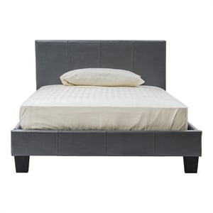 furniture of america ramone faux leather king platform bed in gray