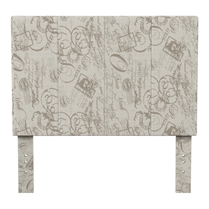 furniture of america ramone contemporary faux leather upholstered panel headboard in ivory print