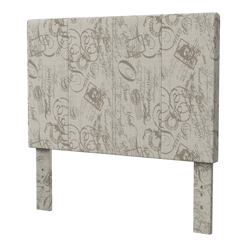 Furniture of America Ramone Contemporary Fabric Twin Headboard in Beige