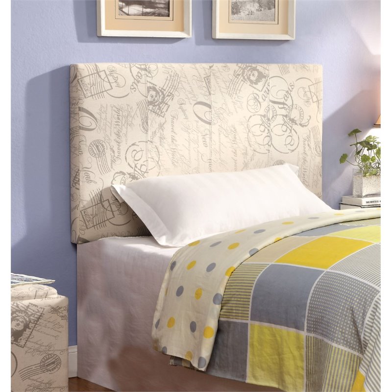 Furniture of America Ramone Contemporary Fabric Twin Headboard in Beige
