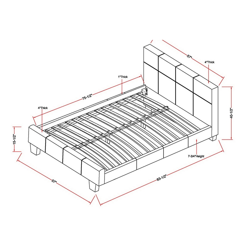 Furniture of America Sentrium Faux Leather Full Platform Bed in Espresso