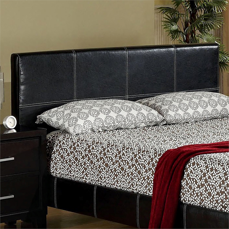 Furniture of America Sentrium Faux Leather Full Platform Bed in Espresso