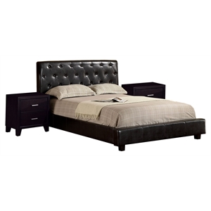 Furniture of America Naylor Faux Leather Full Tufted Platform Bed in Espresso