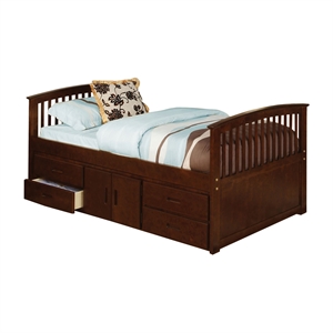 furniture of america carra wood twin slat captain bed in dark walnut