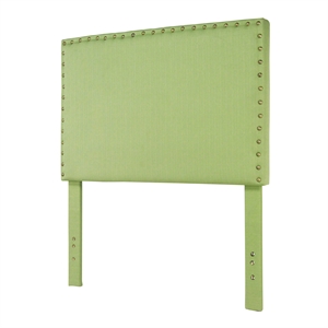 furniture of america manetta nailhead trim fabric upholstered panel headboard in green