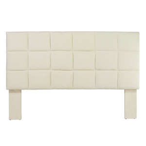 furniture of america hellan contemporary flannelette padded panel headboard in ivory