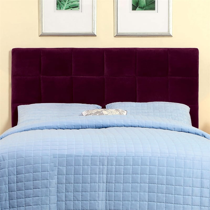 Furniture of America Hellan Fabric Upholstered Full/Queen Headboard in Purple