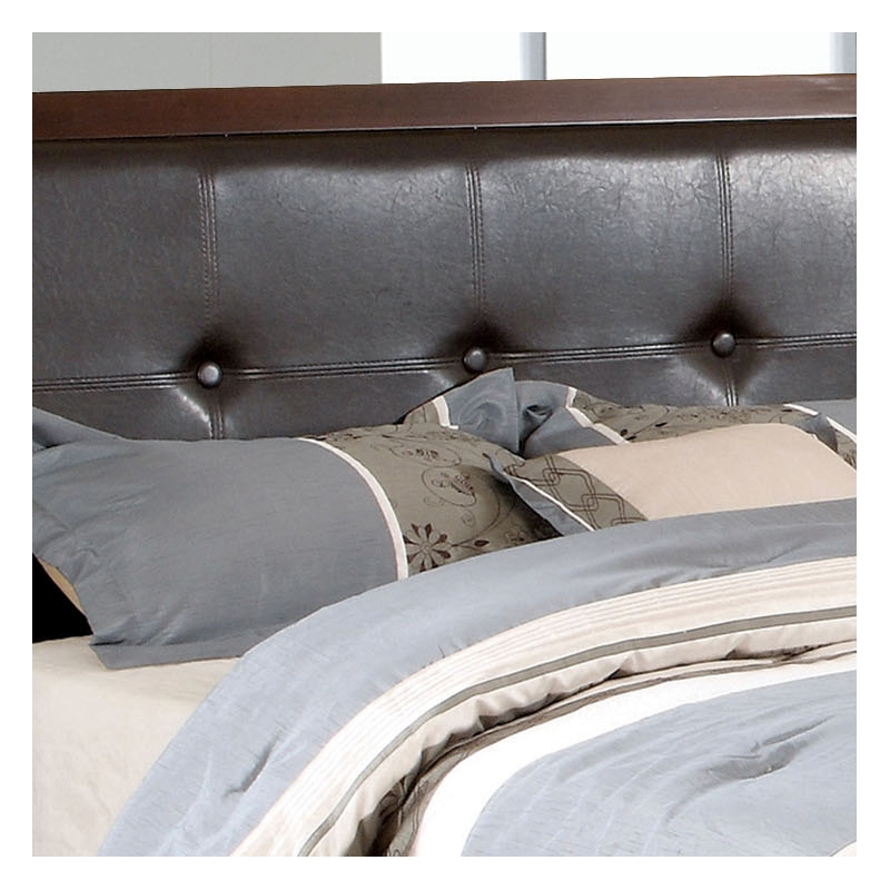 Furniture of America Sirius Solid Wood Tufted King Bed in Brown Cherry