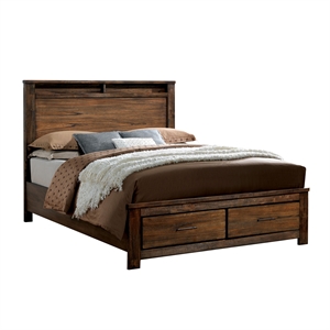 furniture of america nangetti transitional wooden storage panel bed in oak
