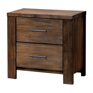 furniture of america nangetti solid wood 2-drawer nightstand in antique oak