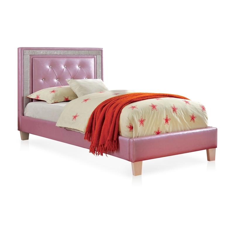 Furniture Of America Hilary Twin Tufted, Purple Leather Bed