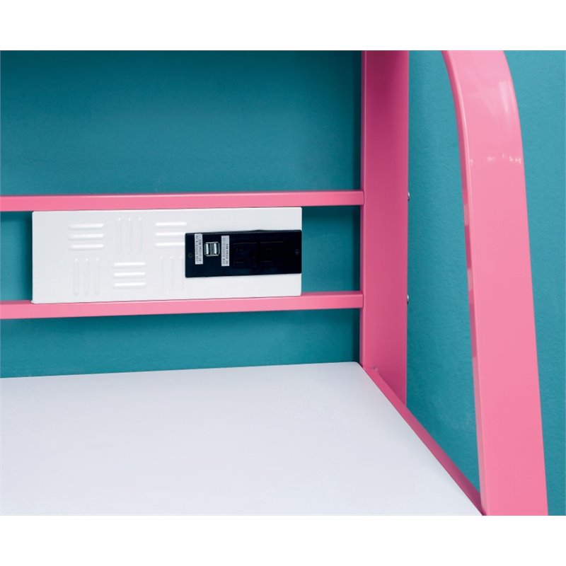 Furniture of America Ramirez Traditional Metal Desk with Stool in Pink