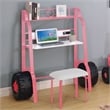 Furniture of America Ramirez Traditional Metal Desk with Stool in Pink