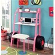Furniture of America Ramirez Traditional Metal Desk with Stool in Pink