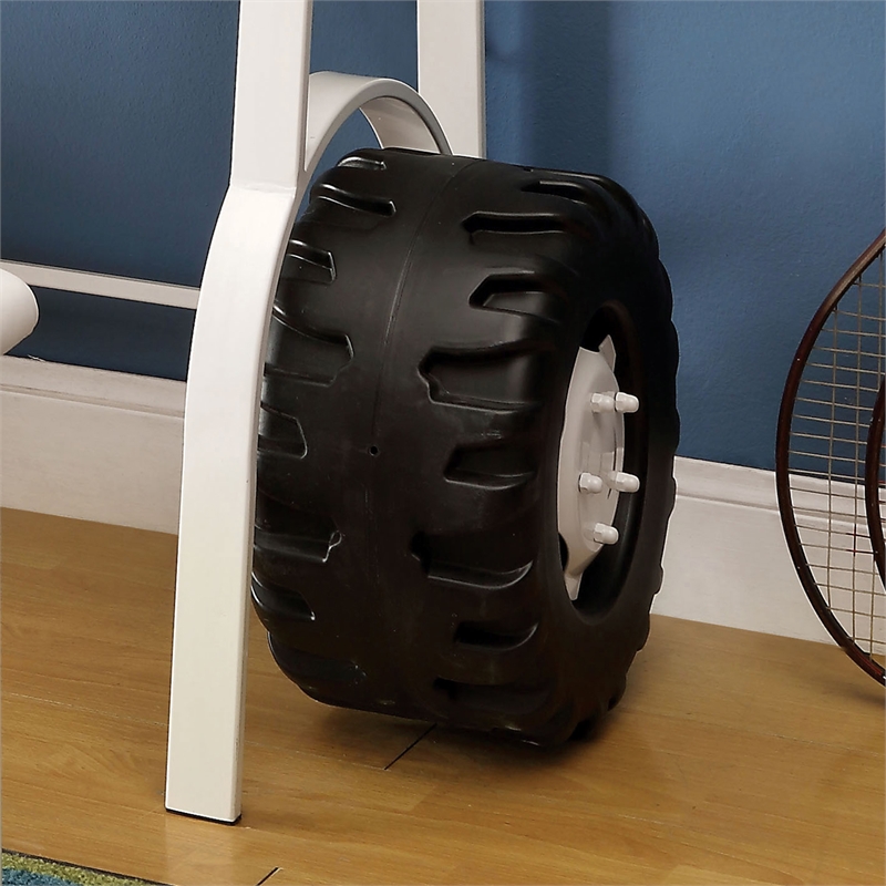 Furniture of America Ramirez Traditional Metal Desk with Stool in White