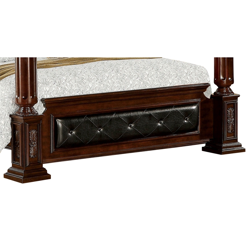 Furniture Of America Eckel Solid Wood, Cherry King Canopy Bed