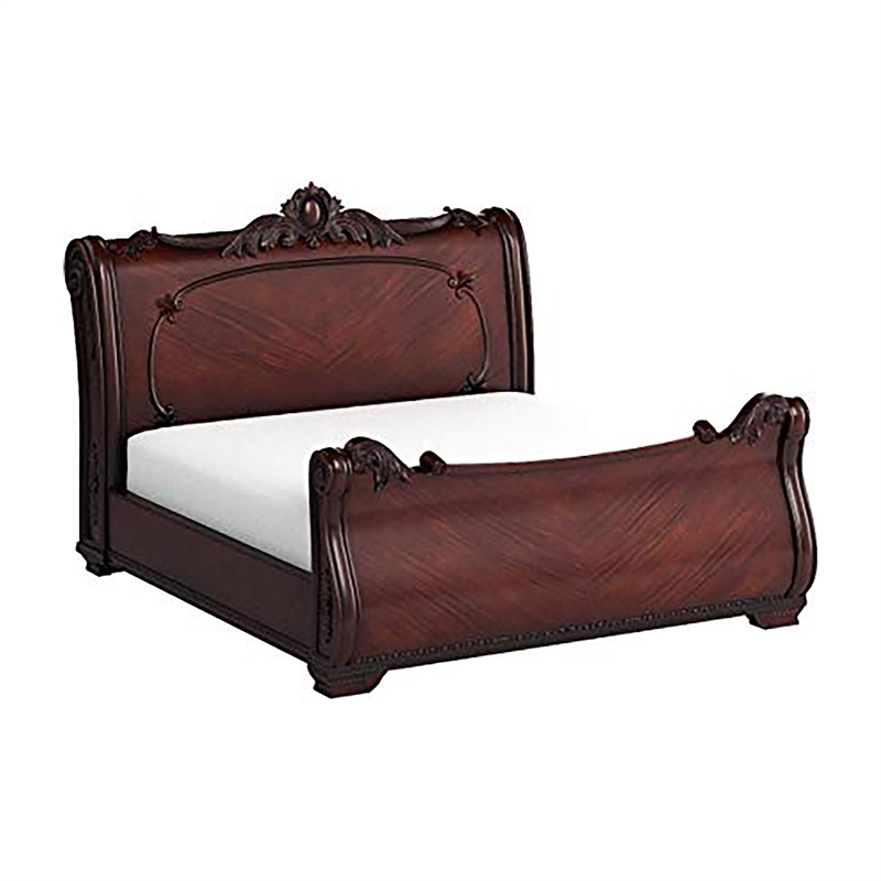 Furniture Of America Angelonia Wood California King Sleigh Bed In Brown Cherry Cymax Business