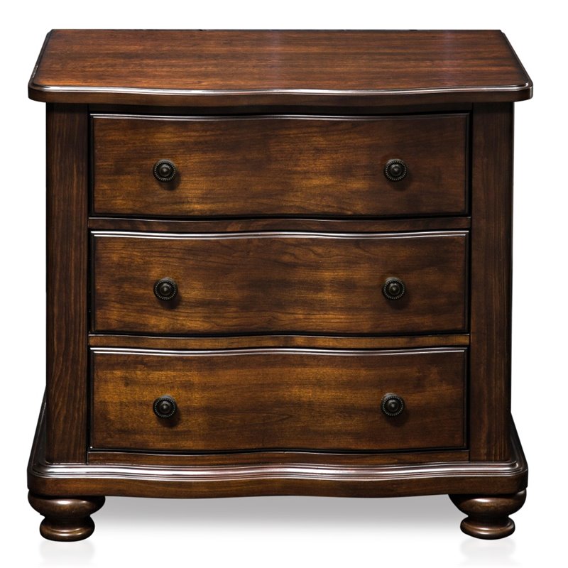 Furniture Of America Marcella 3 Drawer Nightstand In Brown Cherry