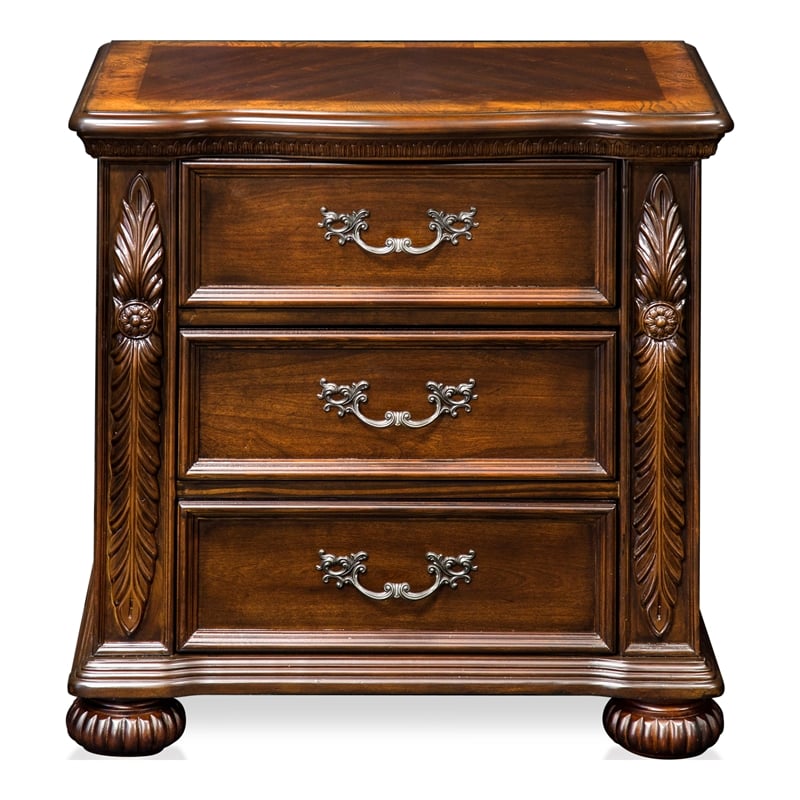 Furniture of America Eleo Traditional Wood 3-Drawer Nightstand in Brown Cherry