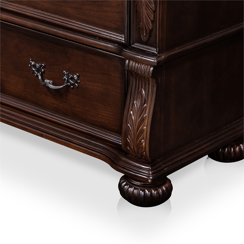 Furniture of America Eleo Traditional Wood 4-Drawer Media Chest in Brown Cherry